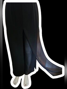 Selene Women's Black Wide-Leg Palazzo Pants with Sheer Side Panel